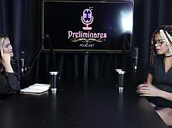 NAOMI CAMPOS IN SHEER RED LINGERIE SPARKS LESBIAN SWINGER FANTASIES!