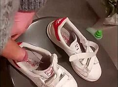 hey check out 30 minutes of fetish fun in Marion's home sneakers