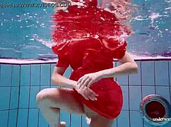 sexy tight teen avenna's naked twat glides underwater in pool bath