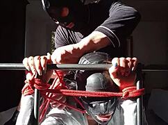 laura rocks heels as bondage milf takes rough cock in stockings