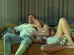 blonde neighbor student bends over sofa for muscular guy's juicy creampie in 4k