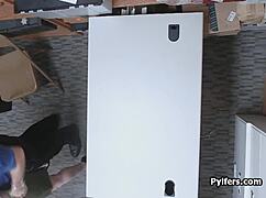 cute redhead shoplifter fucked deep by security guard