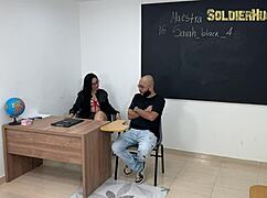 Soldierhugecock pounds substitute teacher Sarah Black rough pussy ride!