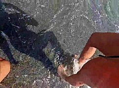 😏 beach chat turns horny with big ass milf flashing tits to voyeurs 👀