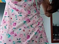 my innocent colleague models sexy pink pajamas 😘