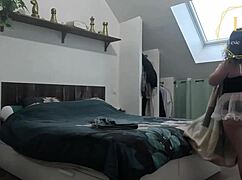 WOW! chubby maid lexie grants strips sexy lingerie costume!