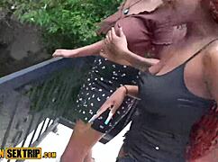 girlfriend gets caught cheating and pulls boyfriend into steamy ebony threesome