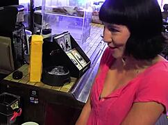 Hairy Brunette Lesbian Fingers Tight Pussy to Shaking Toilet Orgasm Climax