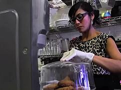 Hairy Brunette Lesbian Fingers Tight Pussy to Shaking Toilet Orgasm Climax