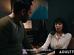 Insatiable MILF Little Puck rides principal's cock after desk fisting, deepthroat, and rimjob reality session