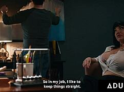 Insatiable MILF Little Puck rides principal's cock after desk fisting, deepthroat, and rimjob reality session