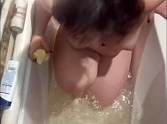 footjob bitch takes two cocks hard pissing off husband in bathroom