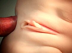 close up double penetration fucks her shaved white ass pussy with real doll toys