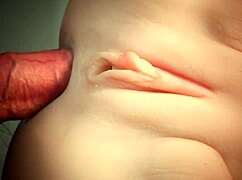 close up double penetration fucks her shaved white ass pussy with real doll toys