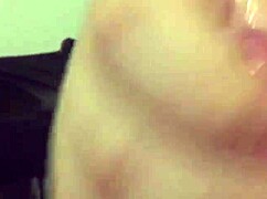 Chubby hairy pussy wife strokes cock pov handjob slow motion cumshot