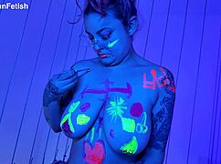 I twerk my big ass in 4k rgb body paint avatar striptease cosplay