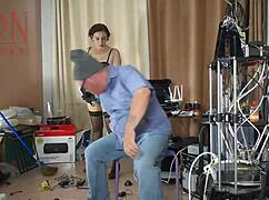 Dude, that naked maid's scrubbing the engineer's office on real cam!