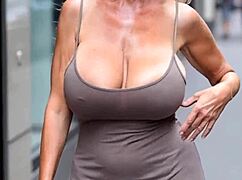 busty milfs bounce huge natural tits braless outdoors public compilation tease