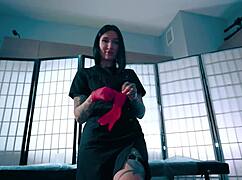 Nurse's latex gloves make semen collection so teasingly intimate