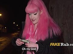 Pink-Haired Euro Slut Pounded Hard in Prague Streets!