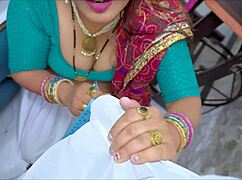 Indian bahu measures then gets sasur's cock in hairy pussy