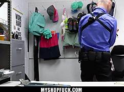 SHOPLIFTER TEEN FLASHES MASSIVE TITS TO SECURITY OFFICER