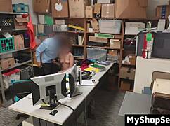 shoplifting teen bends over for cop's cock avoiding arrest in backroom fuck