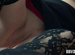 damn this busty german whore takes a hardcore threesome pounding on her tits