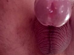 uncut big tattooed cock throbs hands free cum from intense anal prolapse stretch