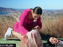 gorgeous spy bella spark sneaks in and seduces milan cheek for bent over threesome blowjob ride