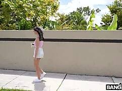 bailey blaze smokes then rides big interracial cock to creampie facial