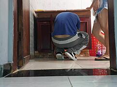 Cheating Wife Skirt No Panties Fucked By Plumber Neighbor Cowgirl