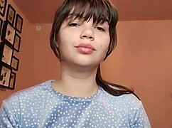 Close-Up Latina Femdom Slave Smokes with Glossy Big Lips Piercing Tongue