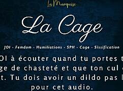 Locked in Femdom Cage for Anal Jerk Off Instructions Old Slave