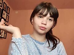 Close-Up Latina Femdom Slave Smokes with Glossy Big Lips Piercing Tongue