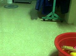 hubby sneaks downstairs and yanks off wife's pants for quick vietnamese pussy play