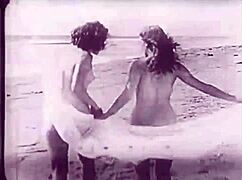 vintage beach nudists flash hairy beavers and pussies retro style all natural