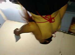 damn shaved brunette upskirt flashes smooth hairless pussy under skirt