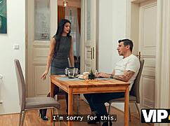 Sexy brunette sucks old cock thinking whistle signals her slutty turn!