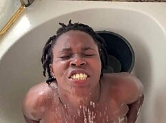 bisexual ebony lesbians share huge black cock rough with mouth pee