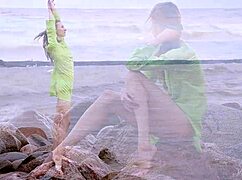 hey check out this sexy ballerina stripping tights naked on sofa groping small tits 😍