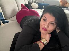 Brunette milf pushes massive farts with sweaty effort and twisted facial strains