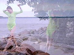 hey check out this sexy ballerina stripping tights naked on sofa groping small tits 😍