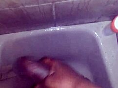 jerking huge black cock in shower till thick cum sprays everywhere