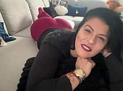 Brunette milf pushes massive farts with sweaty effort and twisted facial strains