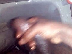 jerking huge black cock in shower till thick cum sprays everywhere