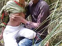 sexy indian desi teen 18+ pressed boobs fucked hard doggystyle in forest nature
