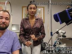 Miss Marss spreads shaved pussy before face cum blast