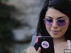 Petite Latina teen Gina Valentina licks horny milf Brandi Love's big tits pussy.