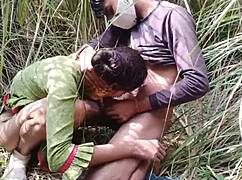 sexy indian desi teen 18+ pressed boobs fucked hard doggystyle in forest nature